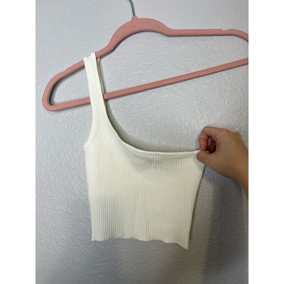 Superdown Ellie One Shoulder Ribbed Crop Top L - Picture 3 of 5